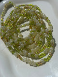 Verdant Glow Waist Beads | Handmade Green & White Body Jewelry